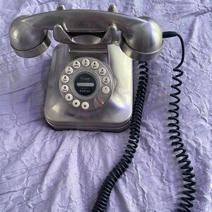 Pottery Barn Grand Phone Telephone Silver Desk Retro Vintage Push Button
